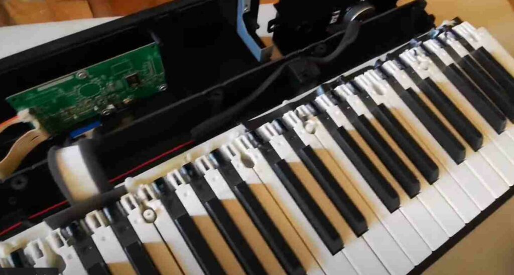 opened digital piano keyboard