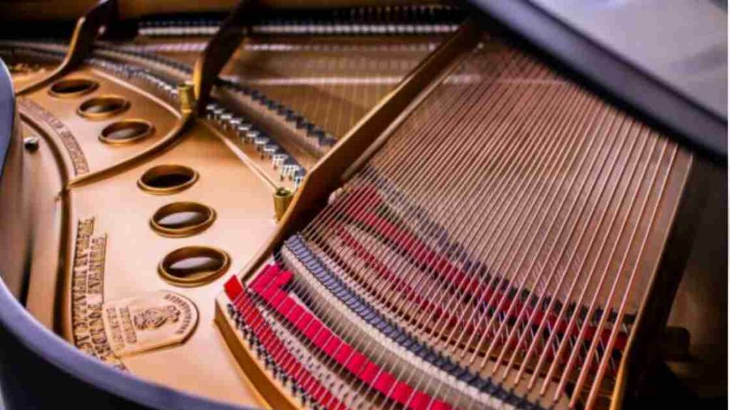 inside an acoustic grand piano